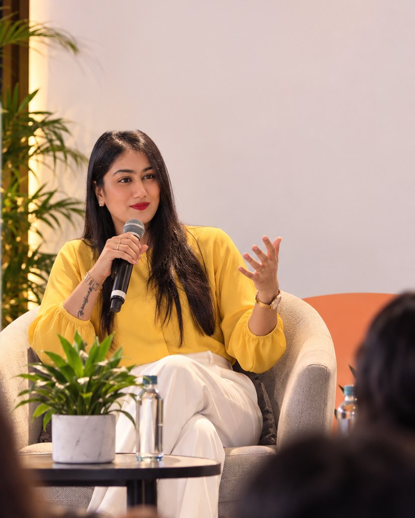 Ayushi Gupta speaking at a go-to-market event in Bengaluru